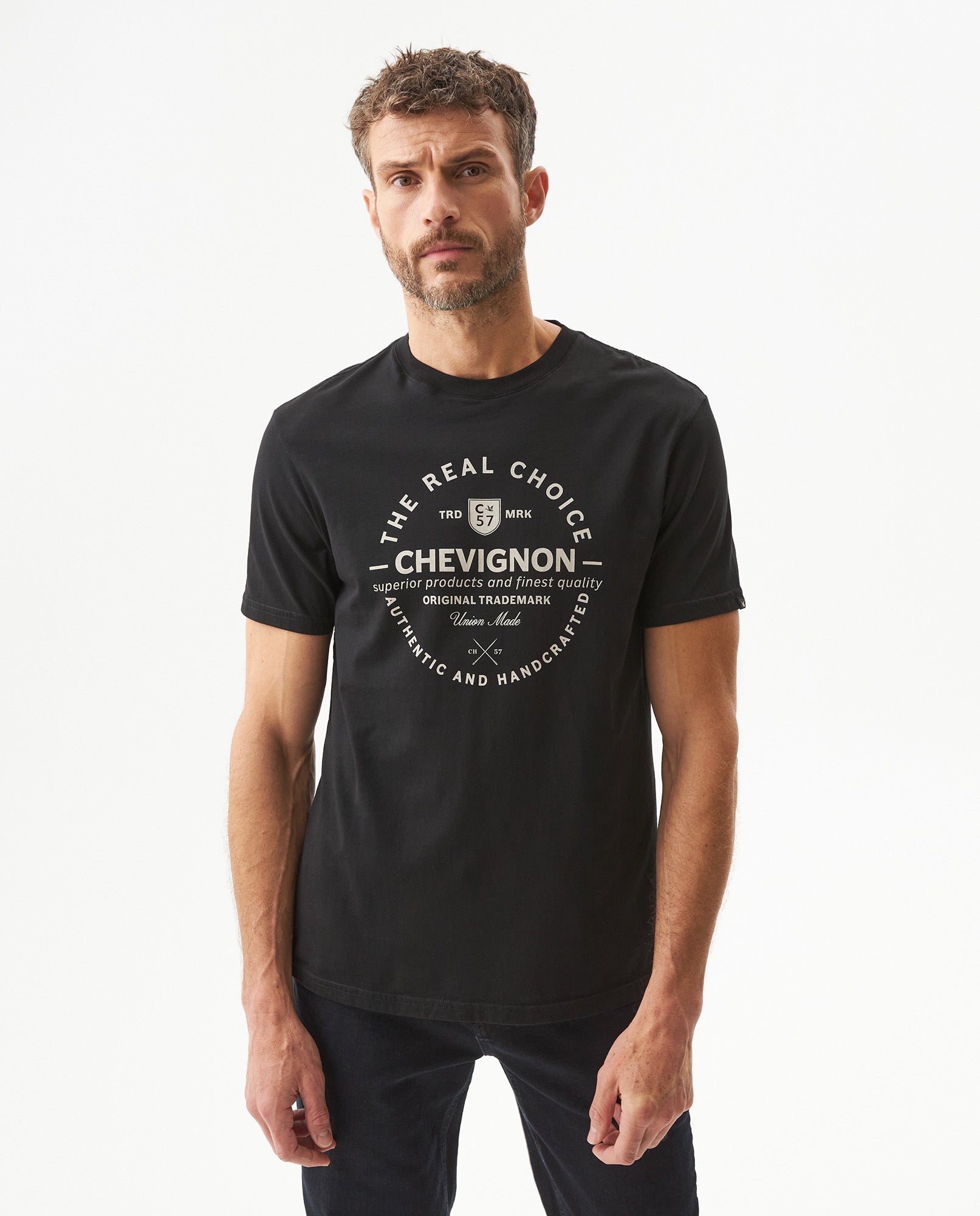 Men's Slim Fit Short Sleeve T-shirt in Cotton, Festive - 2