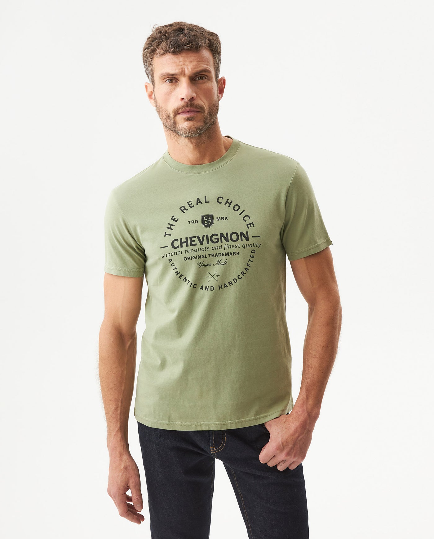 Men's Slim Fit Short Sleeve T-shirt in Cotton, Festive - 2