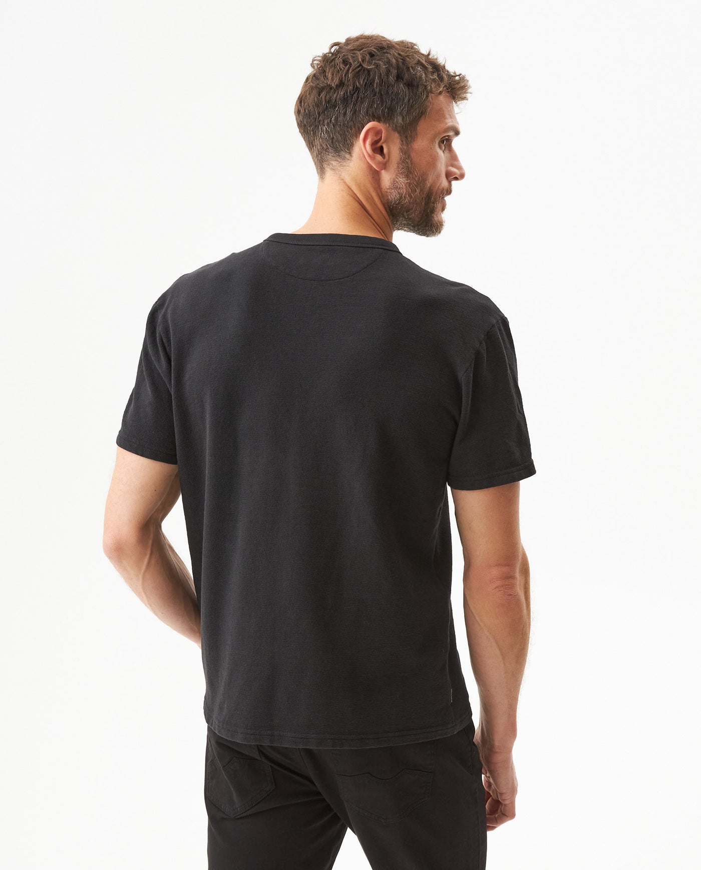Men's V-Neck Slim Fit T-shirt in Cotton-Polyester Blend, Lighthouse - 5