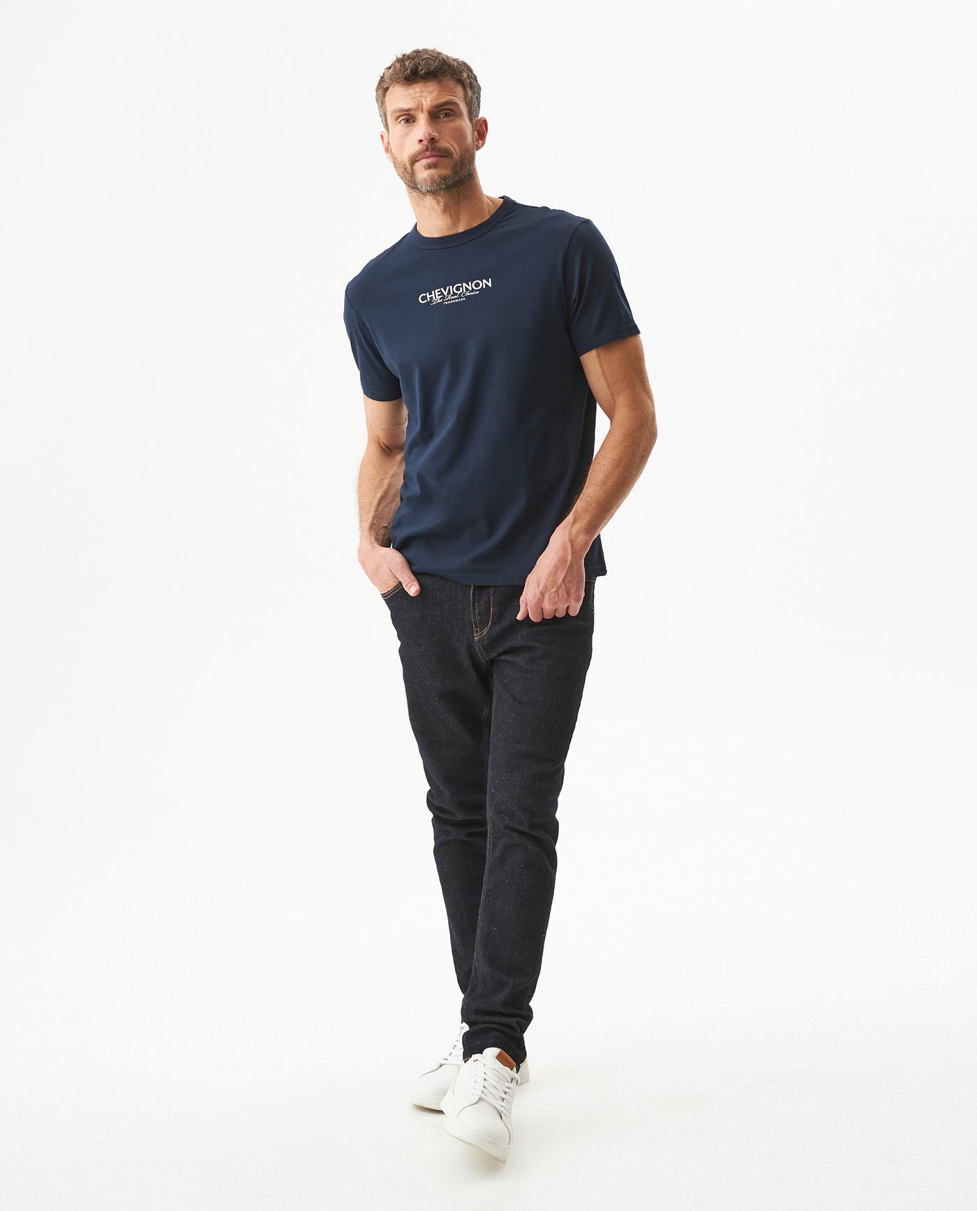 Men's Slim Fit Typographic Graphic T-shirt in Cotton, Seafront - 3