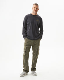 Men's Long Sleeve Graphic T-shirt in Cotton, Anchor - Black - 2