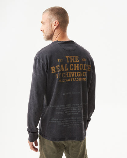 Men's Long Sleeve Graphic T-shirt in Cotton, Anchor - Black - 4