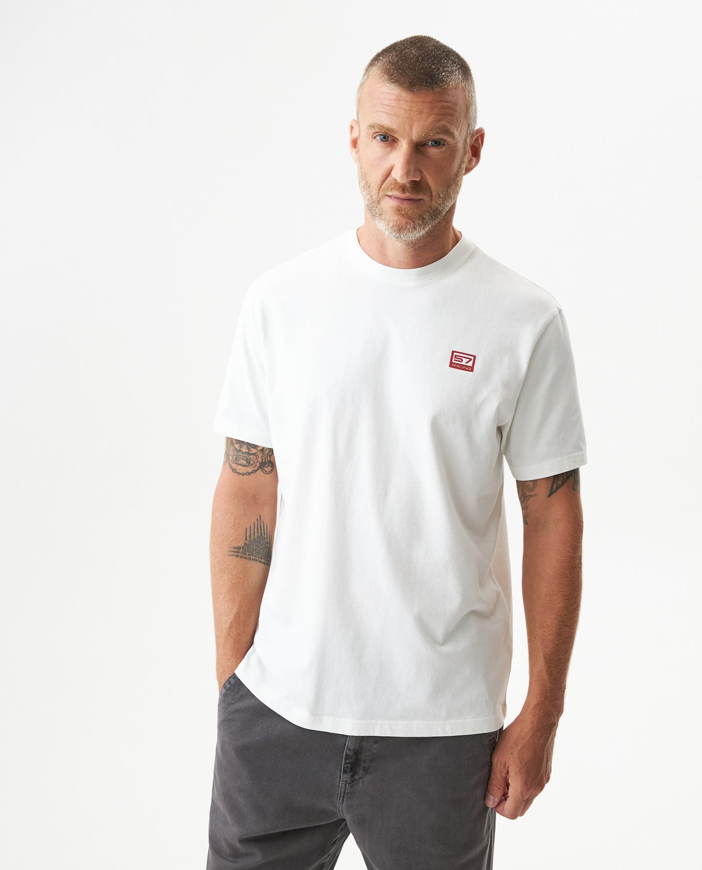 Men's Racing Graphic Classic Fit T-shirt in Cotton, Captain 63_649G904_BLA110601_0