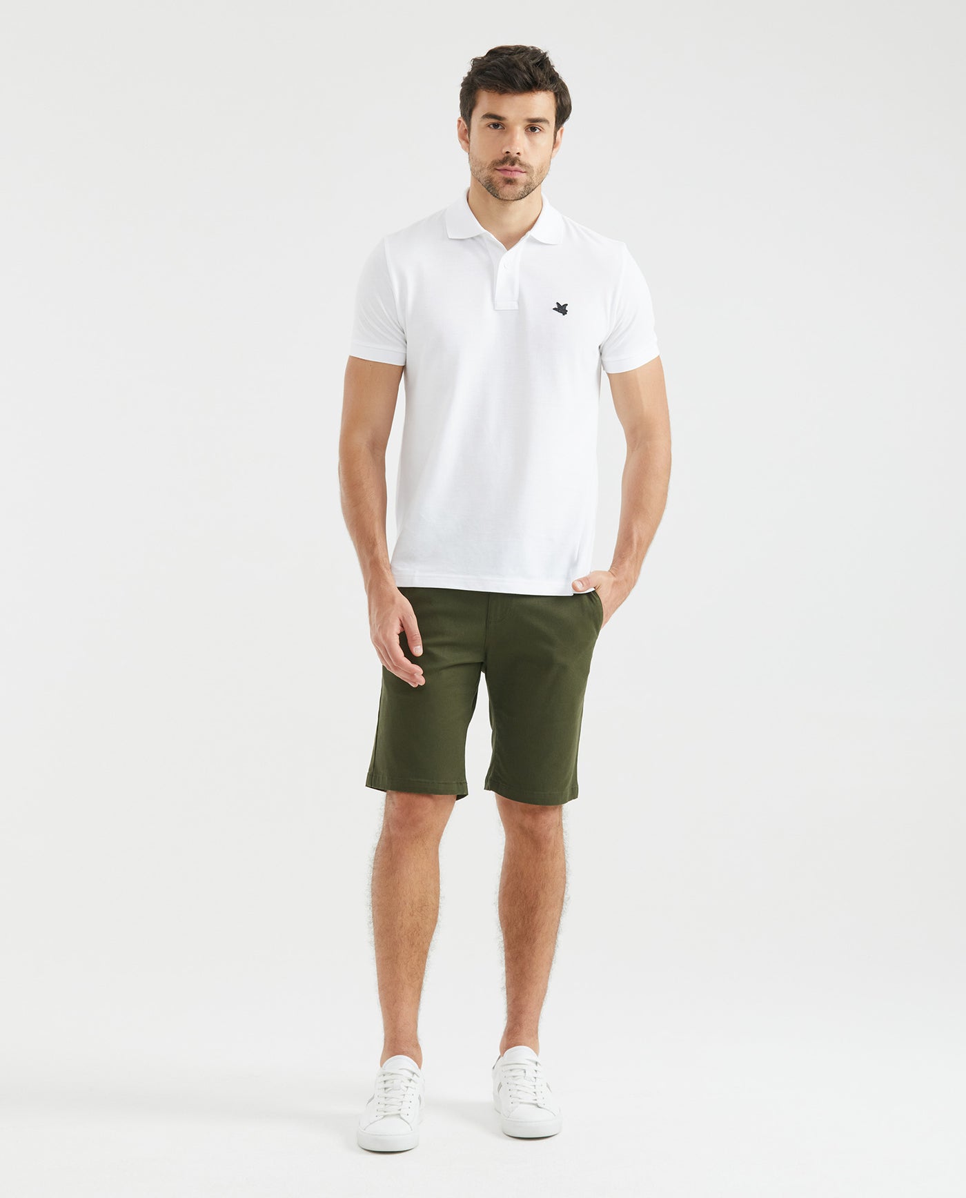 Men's Colors Bermuda Shorts Regular Fit Cotton Stretch Back Piped Button - 2