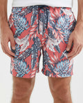 Men's Beach Bermuda Shorts Leaf Print Internal Panty 100% Polyester - 1