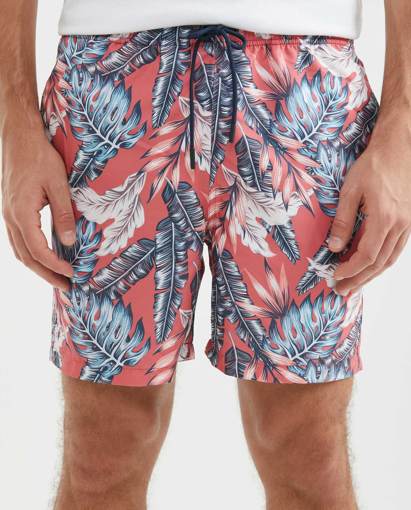 Men's Beach Bermuda Shorts Leaf Print Internal Panty 100% Polyester - 1