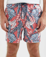 Men's Beach Bermuda Shorts Leaf Print Internal Panty 100% Polyester - 1