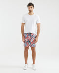 Men's Beach Bermuda Shorts Leaf Print Internal Panty 100% Polyester - 2