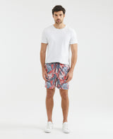 Men's Beach Bermuda Shorts Leaf Print Internal Panty 100% Polyester - 2