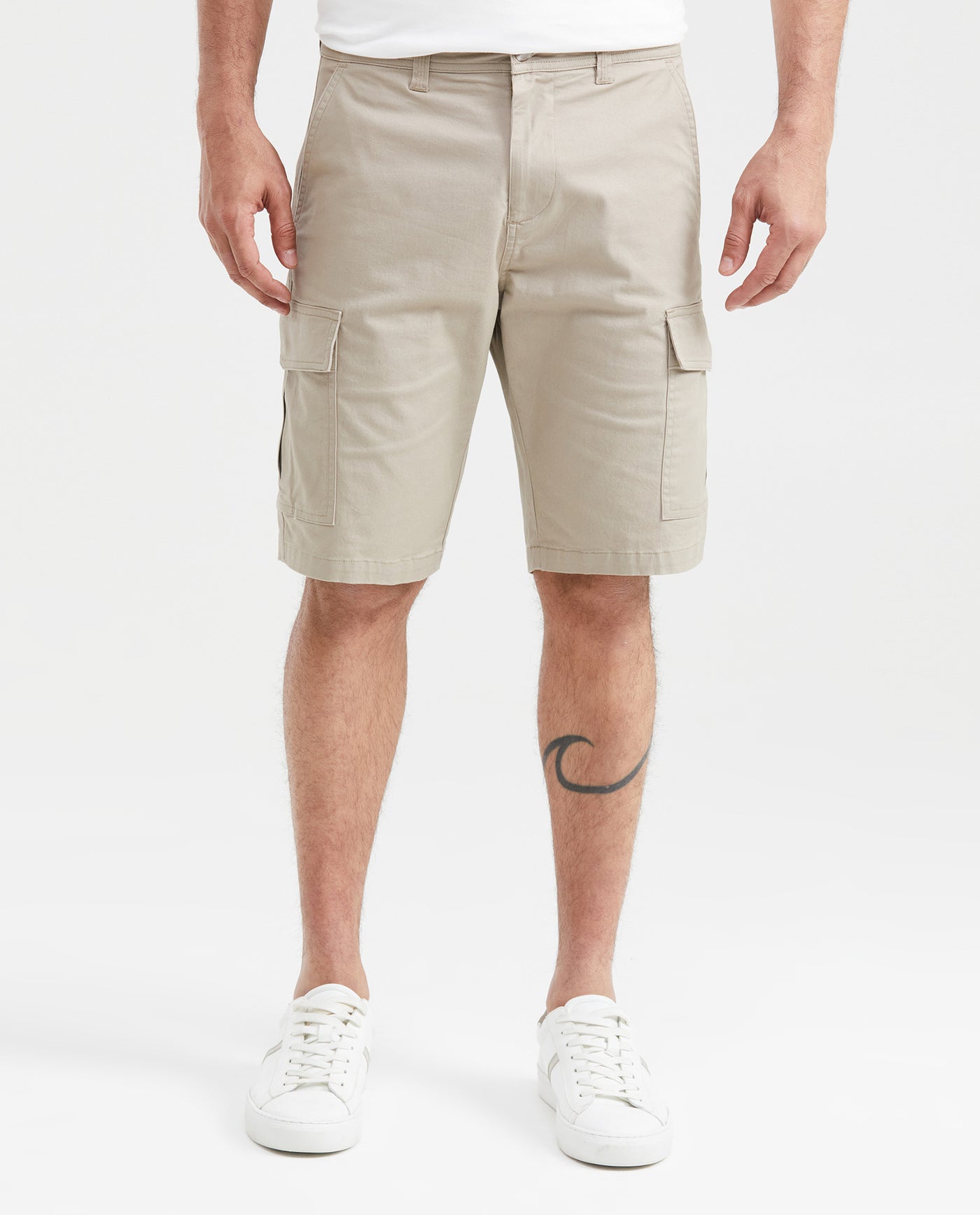 Men's Regular Fit Cargo Shorts Diagonal Pockets in Cotton-Elastane Blend - 1