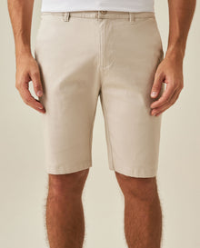 Mens Bermuda Shorts Chino Cotton Elastane Rear Piping Label Diagonal Pockets Casual-Smart - Beige 63_651H000_BEI140002_0