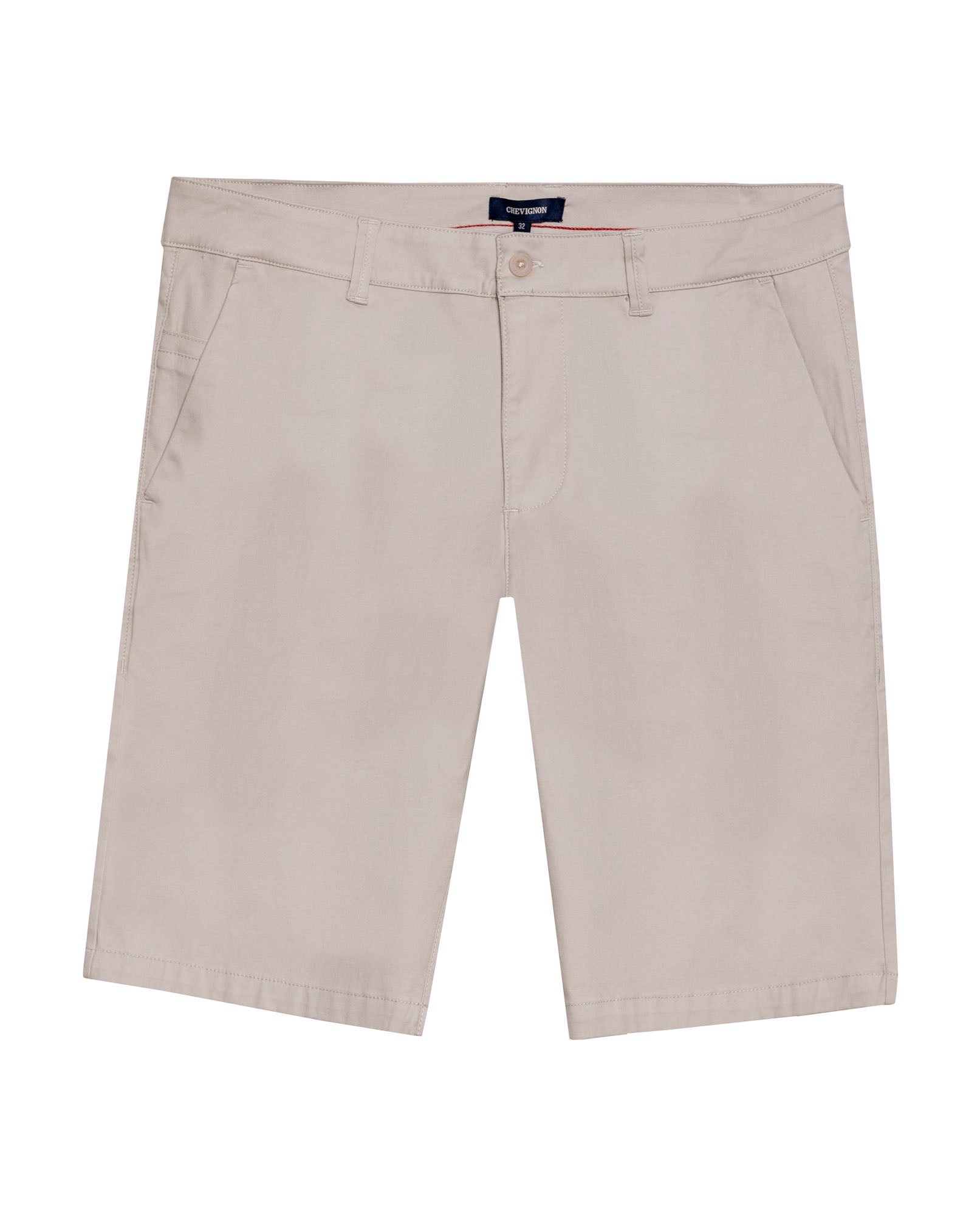 Mens Bermuda Shorts Chino Cotton Elastane Rear Piping Label Diagonal Pockets Casual-Smart - Beige 63_651H000_BEI140002_3