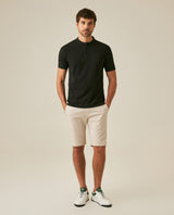 Mens Bermuda Shorts Chino Cotton Elastane Rear Piping Label Diagonal Pockets Casual-Smart - Beige 63_651H000_BEI140002_4
