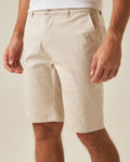 Mens Bermuda Shorts Chino Cotton Elastane Rear Piping Label Diagonal Pockets Casual-Smart - Beige 63_651H000_BEI140002_5