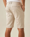 Mens Bermuda Shorts Chino Cotton Elastane Rear Piping Label Diagonal Pockets Casual-Smart - Beige 63_651H000_BEI140002_6