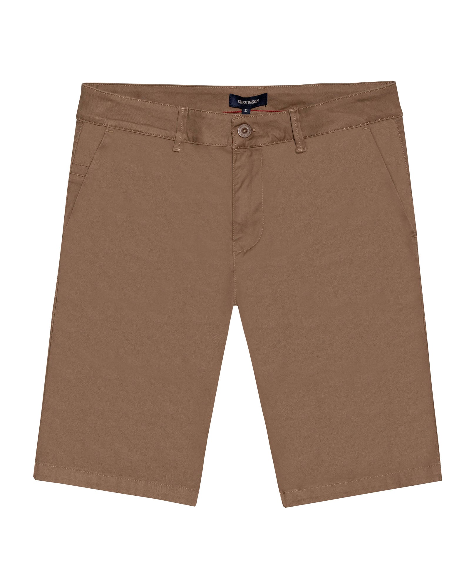 Mens Bermuda Shorts Chino Cotton Elastane Rear Piping Label Diagonal Pockets Casual-Smart - Brown 63_651H000_CAF181018_3