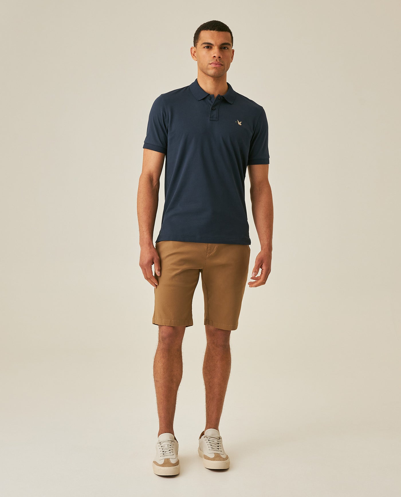 Mens Bermuda Shorts Chino Cotton Elastane Rear Piping Label Diagonal Pockets Casual-Smart - Brown 63_651H000_CAF181018_4