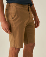 Mens Bermuda Shorts Chino Cotton Elastane Rear Piping Label Diagonal Pockets Casual-Smart - Brown 63_651H000_CAF181018_5