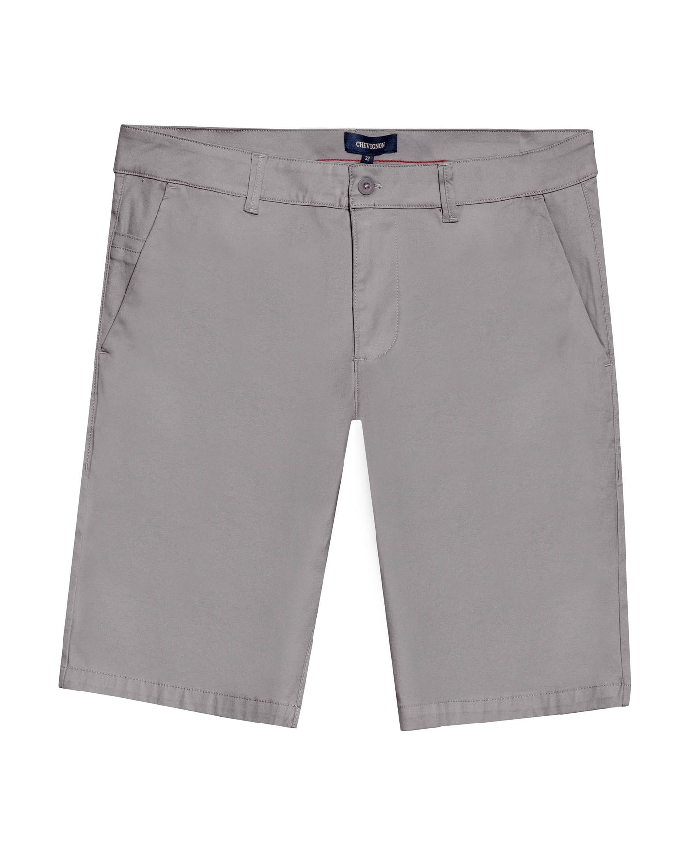 Mens Bermuda Shorts Chino Cotton Elastane Rear Piping Label Diagonal Pockets Casual-Smart - Gray 63_651H000_GRI175102_0