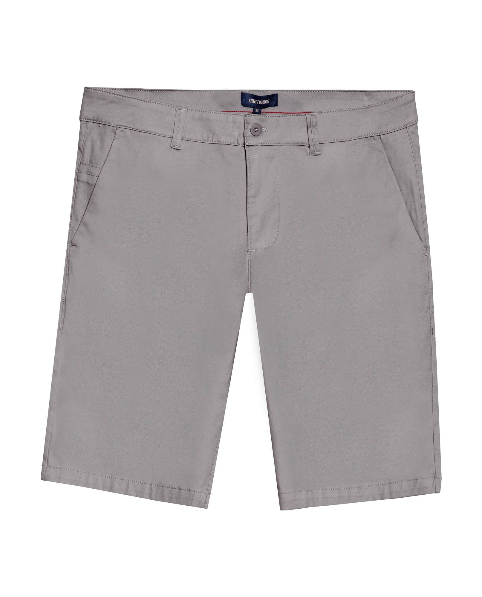 Mens Bermuda Shorts Chino Cotton Elastane Rear Piping Label Diagonal Pockets Casual-Smart - Gray 63_651H000_GRI175102_0
