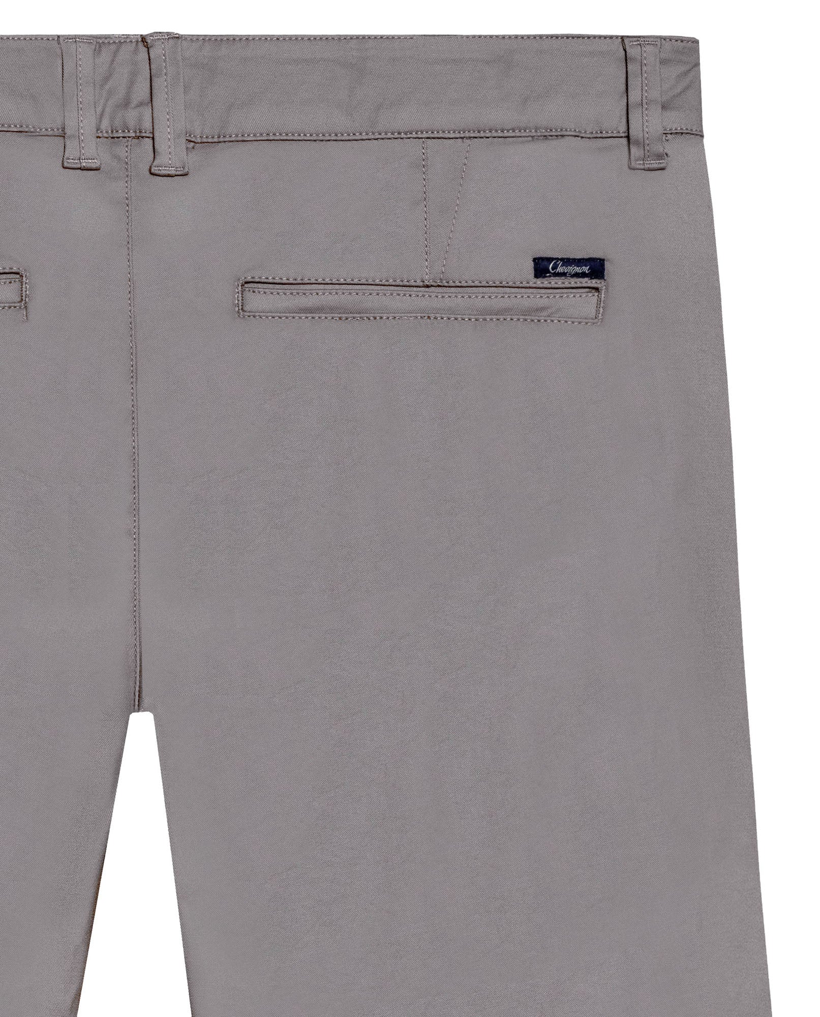 Mens Bermuda Shorts Chino Cotton Elastane Rear Piping Label Diagonal Pockets Casual-Smart - Gray 63_651H000_GRI175102_6