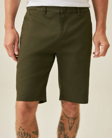 Mens Bermuda Shorts Chino Cotton Elastane Rear Piping Label Diagonal Pockets Casual-Smart - Green 63_651H000_VER190414_0
