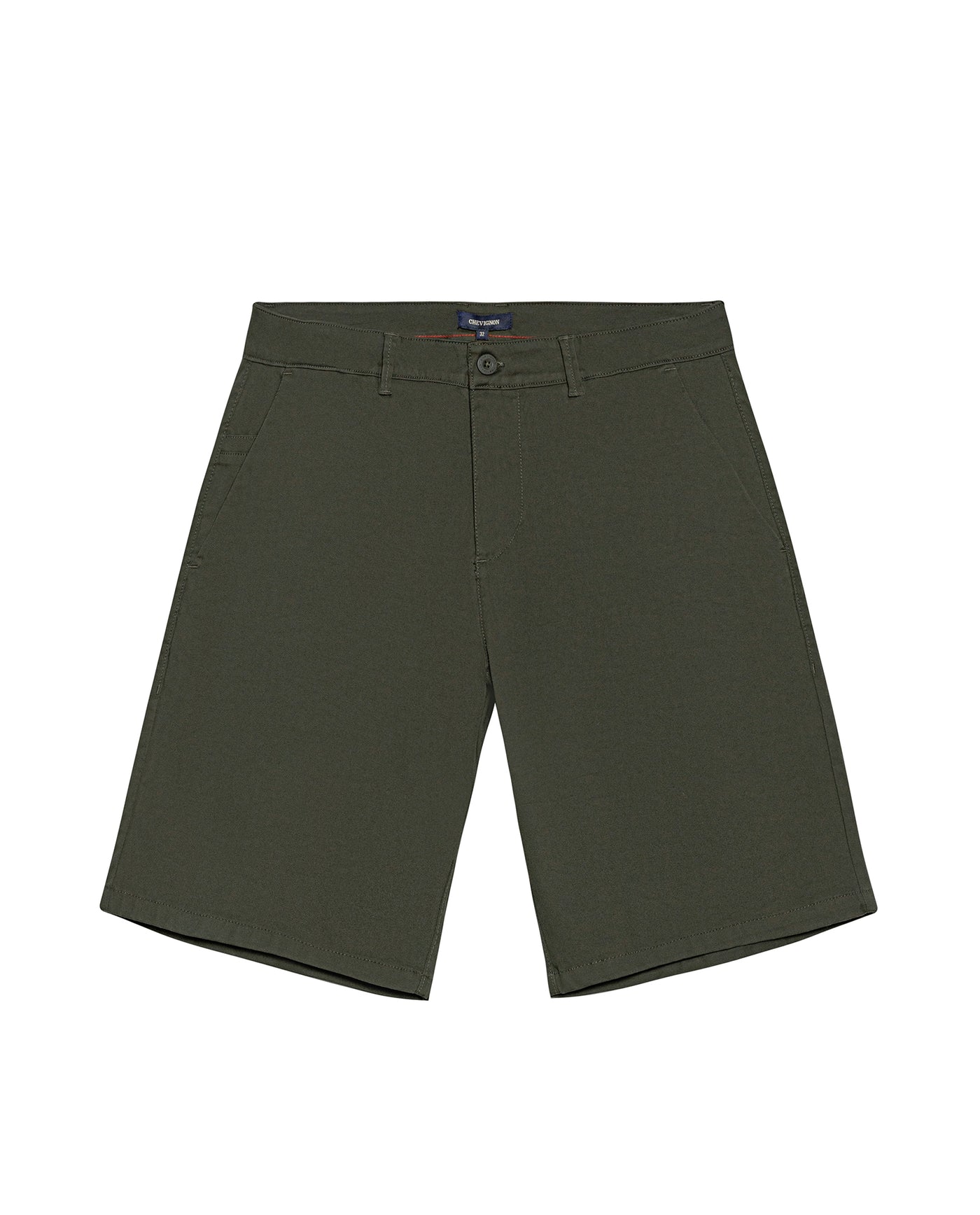 Mens Bermuda Shorts Chino Cotton Elastane Rear Piping Label Diagonal Pockets Casual-Smart - Green 63_651H000_VER190414_3