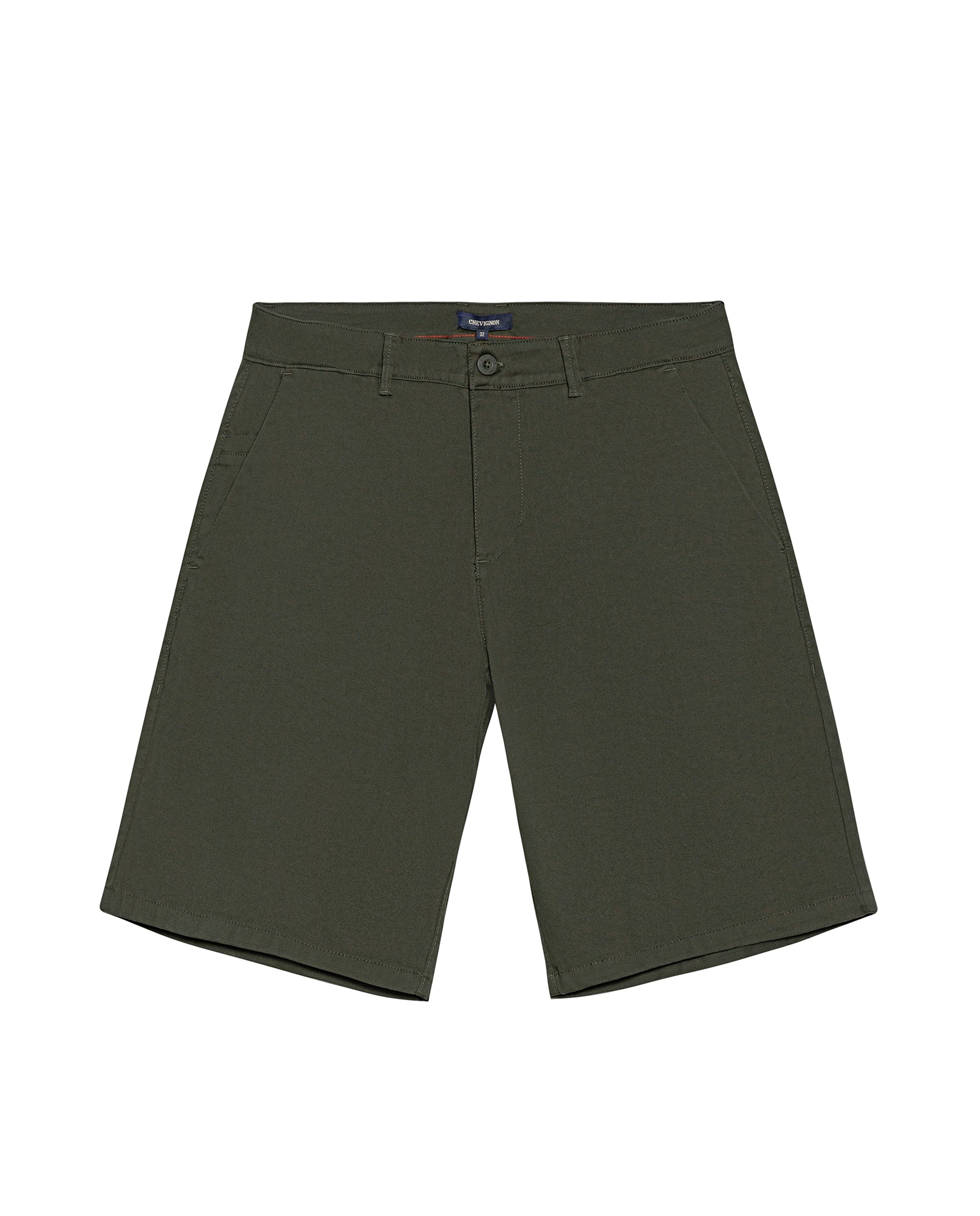 Mens Bermuda Shorts Chino Cotton Elastane Rear Piping Label Diagonal Pockets Casual-Smart - Green 63_651H000_VER190414_3