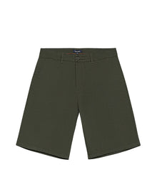 Mens Bermuda Shorts Chino Cotton Elastane Rear Piping Label Diagonal Pockets Casual-Smart - Green 63_651H000_VER190414_3