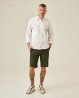 Mens Bermuda Shorts Chino Cotton Elastane Rear Piping Label Diagonal Pockets Casual-Smart - Green 63_651H000_VER190414_4