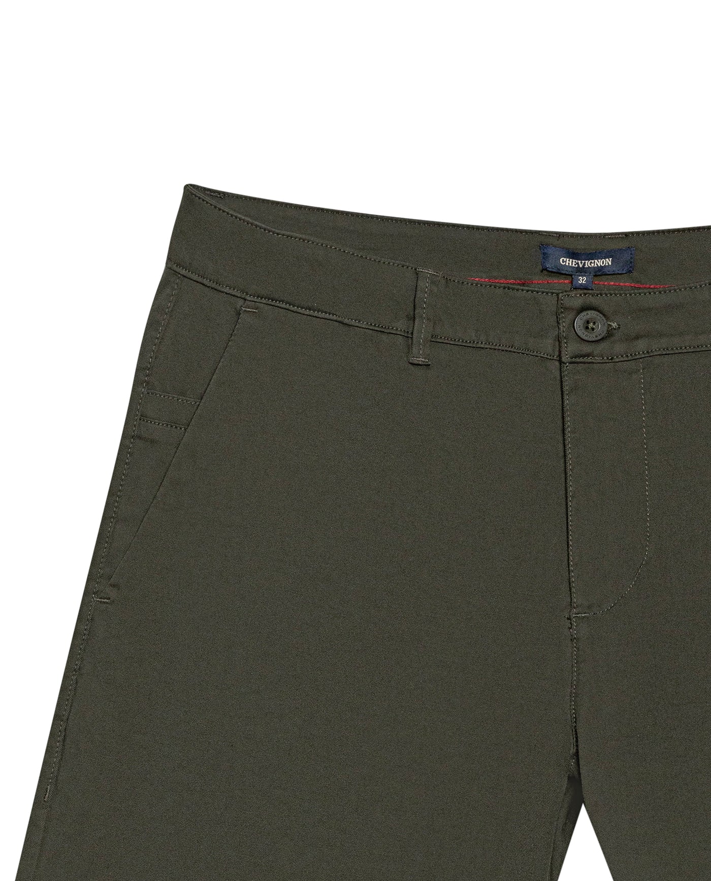 Mens Bermuda Shorts Chino Cotton Elastane Rear Piping Label Diagonal Pockets Casual-Smart - Green 63_651H000_VER190414_8