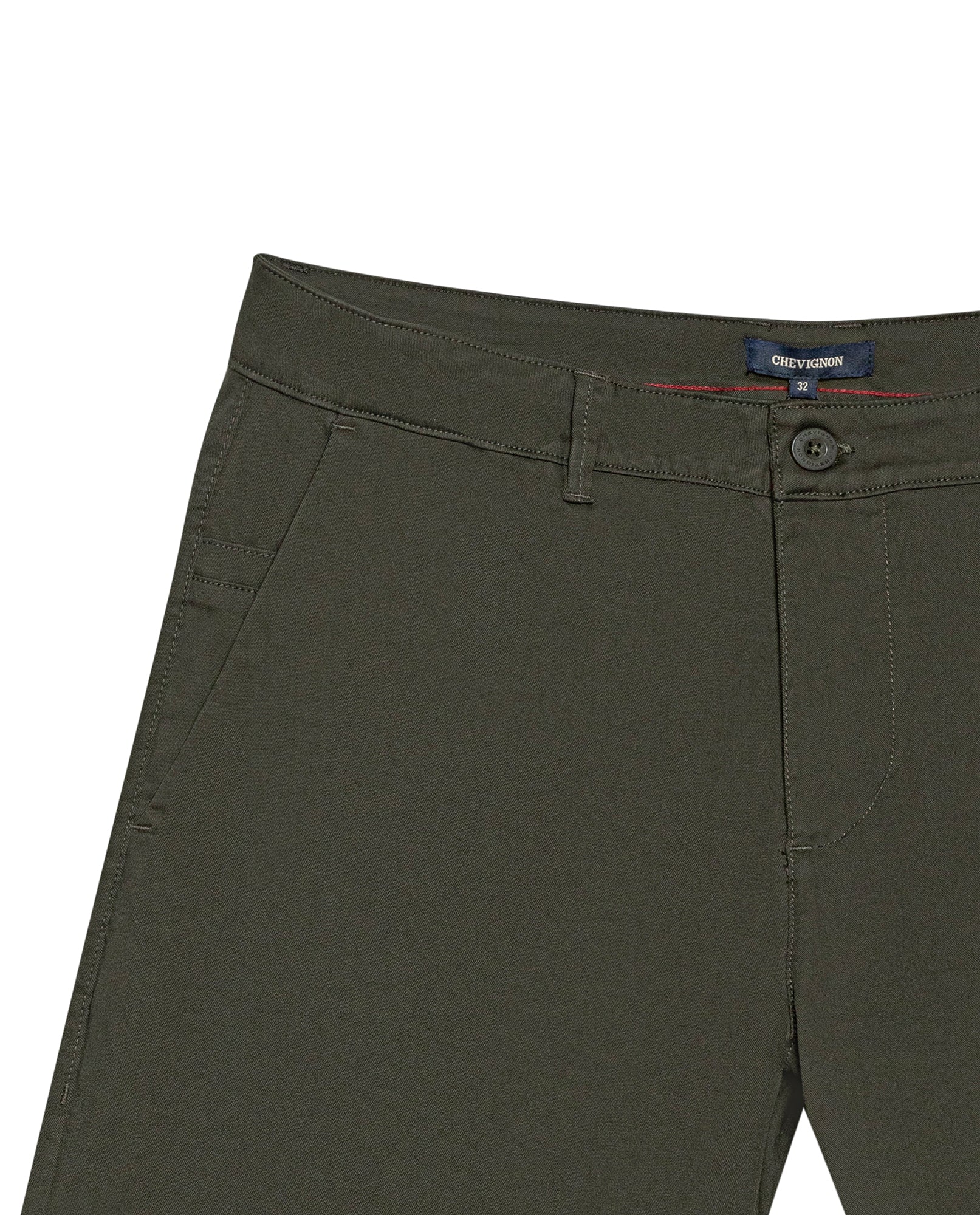 Mens Bermuda Shorts Chino Cotton Elastane Rear Piping Label Diagonal Pockets Casual-Smart - Green 63_651H000_VER190414_8