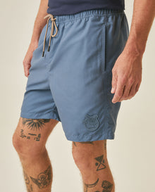 Mens Swim Trunks Recycled Polyester Horizontal Stripes Adjustable Waist Internal Brief Drainage Eyelet - Blue 63_651H001_AZU193923_0