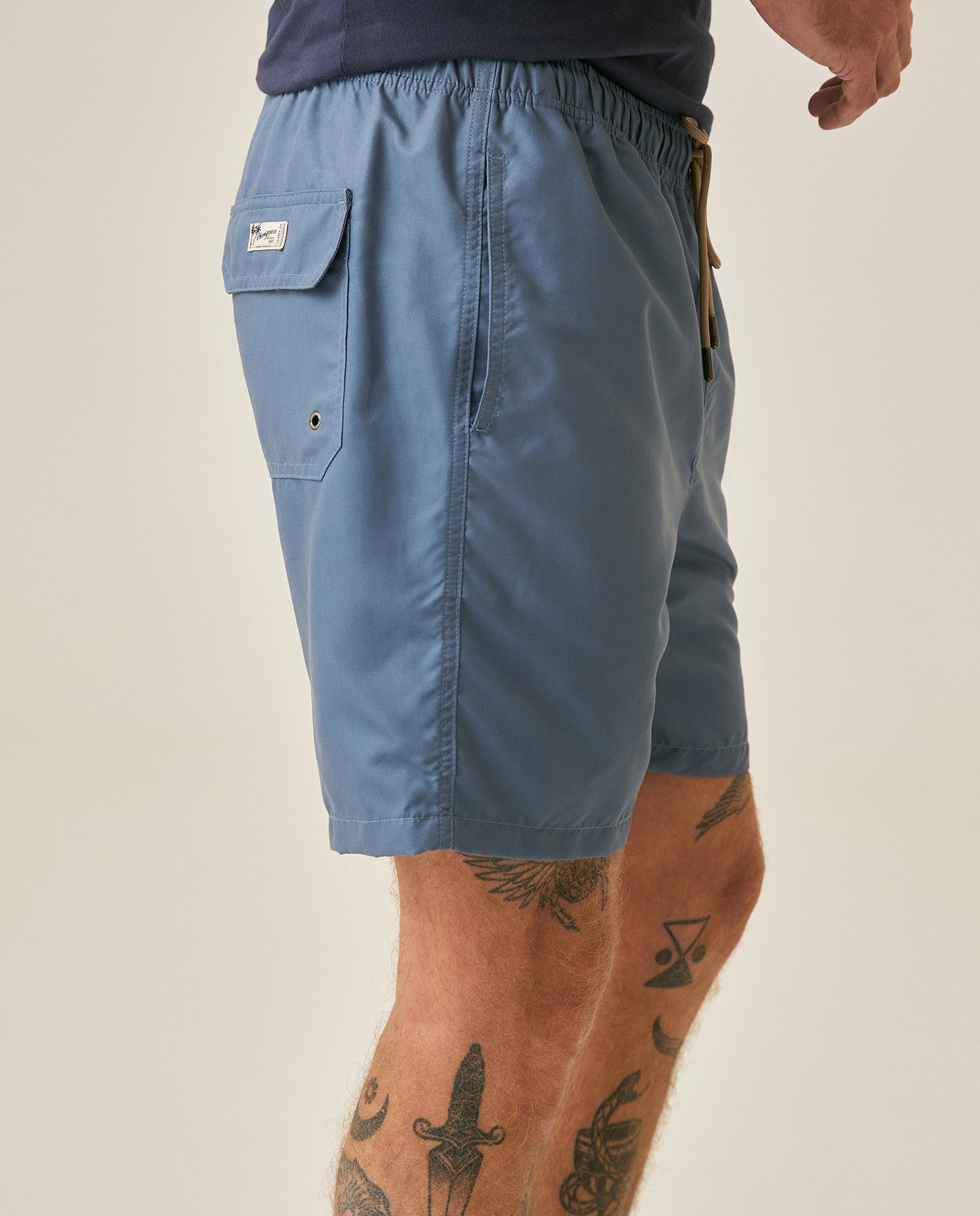 Mens Swim Trunks Recycled Polyester Horizontal Stripes Adjustable Waist Internal Brief Drainage Eyelet - Blue 63_651H001_AZU193923_5