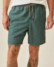 Mens Swim Trunks Recycled Polyester Horizontal Stripes Adjustable Waist Internal Brief Drainage Eyelet - Green 63_651H001_VER185718_0
