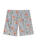 Mens Swim Trunks Printed Recycled Polyester Mini Tropical Print Adjustable Waist - Blue 63_651H002_AZU144807_3