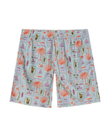 Mens Swim Trunks Printed Recycled Polyester Mini Tropical Print Adjustable Waist - Blue 63_651H002_AZU144807_3