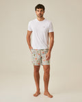 Mens Swim Trunks Printed Recycled Polyester Mini Tropical Print Adjustable Waist - Blue 63_651H002_AZU144807_4