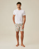 Mens Swim Trunks Printed Recycled Polyester Mini Tropical Print Adjustable Waist - Blue 63_651H002_AZU144807_4