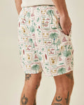Mens Swim Trunks Printed Recycled Polyester Mini Tropical Print Adjustable Waist - Raw 63_651H002_CRU110606_7