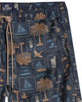 Mens Swim Trunks Printed Recycled Polyester Mini Tropical Print Adjustable Waist - Black 63_651H002_NEG194218_3