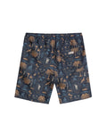 Mens Swim Trunks Printed Recycled Polyester Mini Tropical Print Adjustable Waist - Black 63_651H002_NEG194218_5
