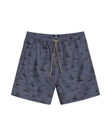 Mens Swim Trunks Recycled Polyester Elastic Lining Mini Nautical Boat Print - Gray 63_651H003_GRI190000_3
