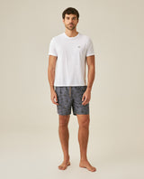 Mens Swim Trunks Recycled Polyester Elastic Lining Mini Nautical Boat Print - Gray 63_651H003_GRI190000_4