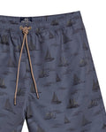 Mens Swim Trunks Recycled Polyester Elastic Lining Mini Nautical Boat Print - Gray 63_651H003_GRI190000_8