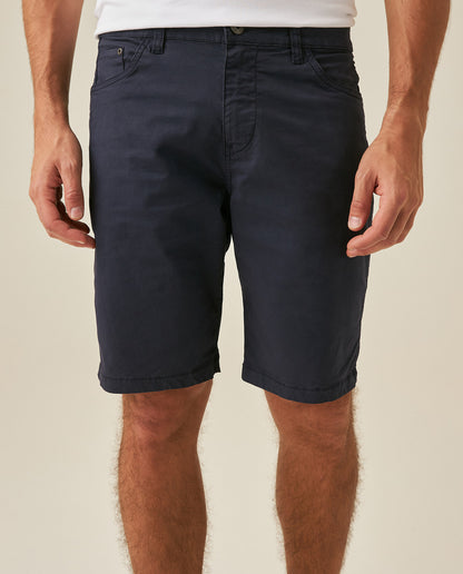 Mens Bermuda Shorts 5 Pocket Regular Fit Cotton Reserves Diagonal Pocket Embroidery - Blue 63_651H004_AZU193923_0