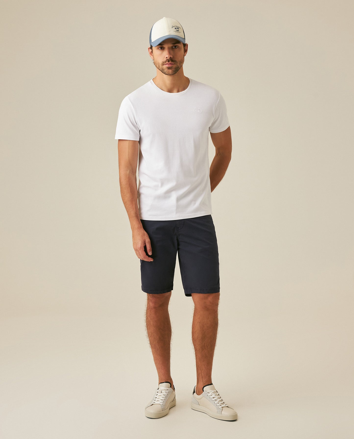 Mens Bermuda Shorts 5 Pocket Regular Fit Cotton Reserves Diagonal Pocket Embroidery - Blue 63_651H004_AZU193923_4