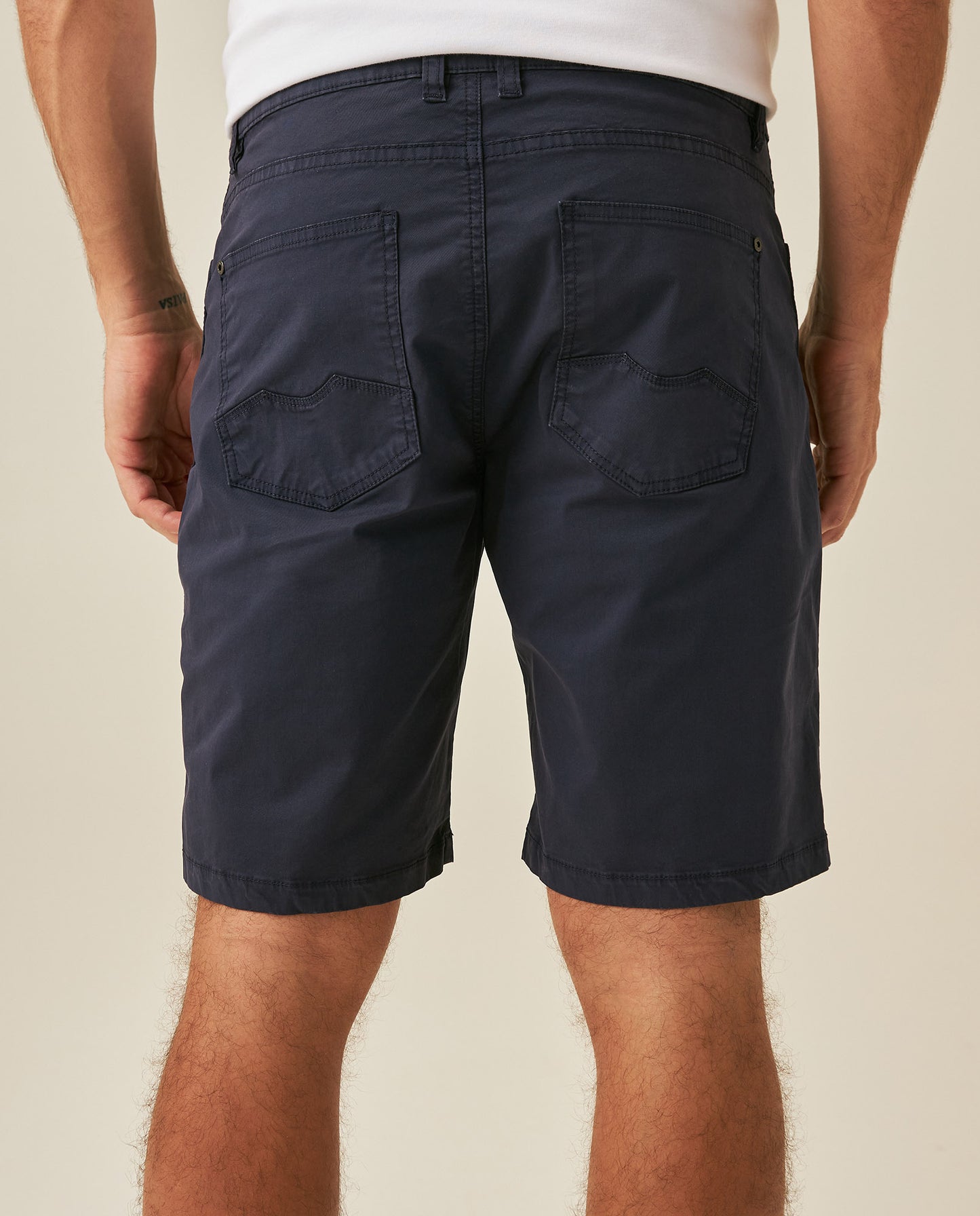Mens Bermuda Shorts 5 Pocket Regular Fit Cotton Reserves Diagonal Pocket Embroidery - Blue 63_651H004_AZU193923_6
