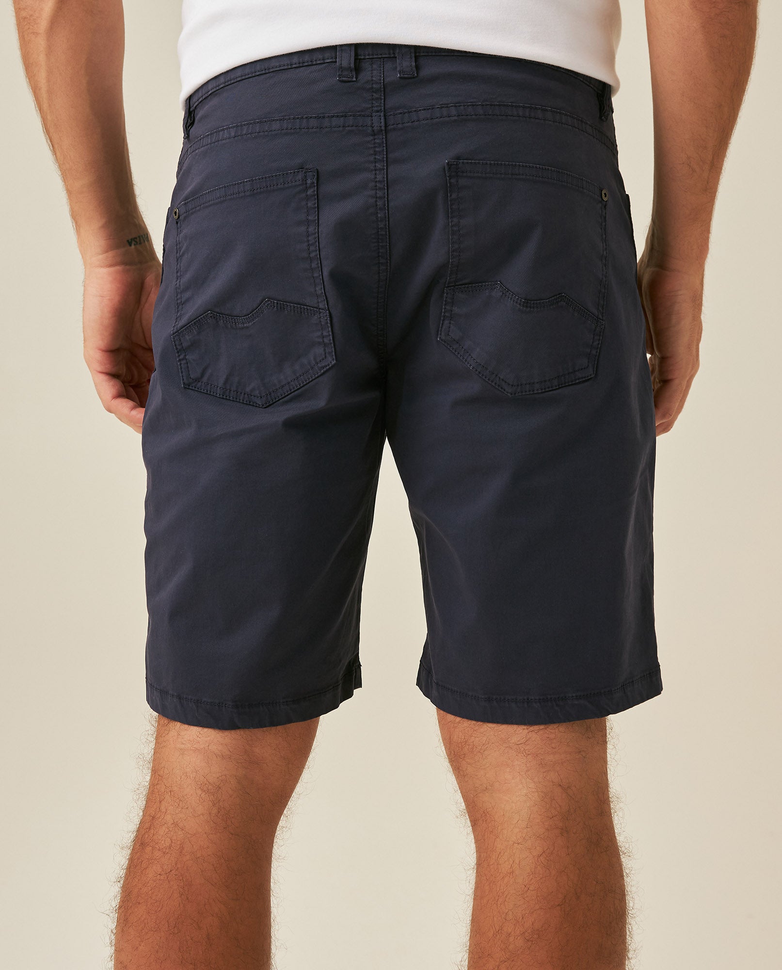 Mens Bermuda Shorts 5 Pocket Regular Fit Cotton Reserves Diagonal Pocket Embroidery - Blue 63_651H004_AZU193923_6
