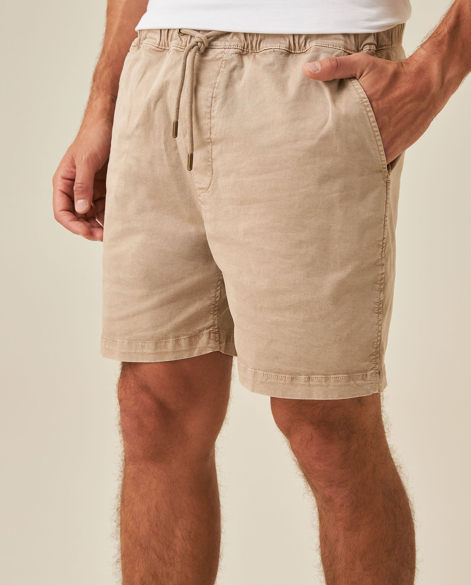 Mens Bermuda Shorts Elastic Waist Cotton Elastane Papery Touch Cool Sensation - Gray 63_651H006_GRI171112_5